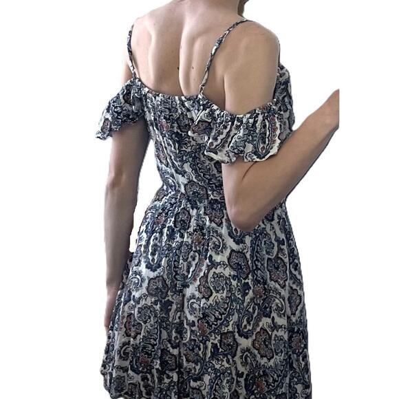 American Eagle Outfitters Womens Mini Dress Size XS Paisley Cold Shoulder - Picture 7 of 8